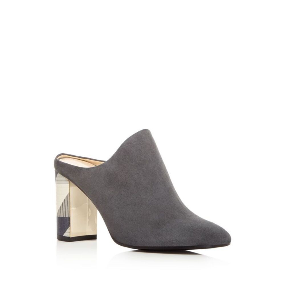 MARION PARKE Womens Stone Gray Kirwan Slip On Leather Heeled Mules Shoes 37